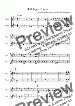 page one of Hallelujah Chorus for Violin Duet