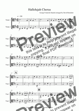 page one of Hallelujah Chorus for Viola Duet
