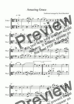 page one of Amazing Grace for Viola Duet