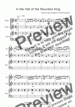 page one of In the Hall of the Mountain King for Flute Duet
