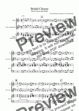 page one of Bridal Chorus for Flute and Tenor Saxophone Duet