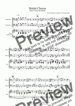 page one of Bridal Chorus for Trombone Duet