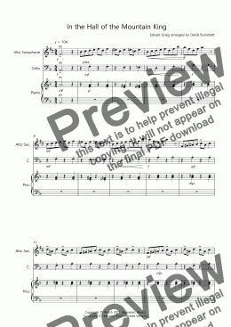 page one of In the Hall of the Mountain King for Alto Saxophone and Cello Duet