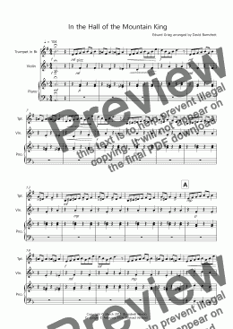 page one of In the Hall of the Mountain King for Trumpet and Violin Duet