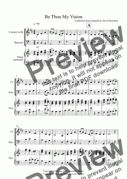 page one of Be Thou My Vision for Clarinet and Bassoon Duet