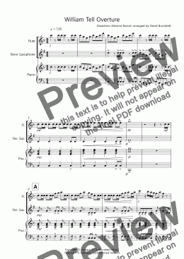 page one of William Tell Overture for Flute and Tenor Saxophone Duet