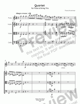 page one of Quartet  for Flute & String Trio