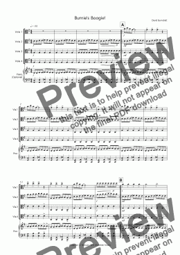 page one of Burnie's Boogie! for Beginning Viola Quartet