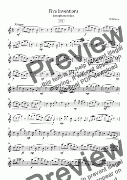 page one of Five Inventions - Saxophone Solos