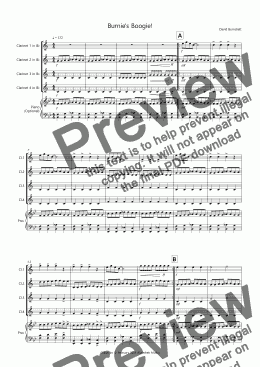 page one of Burnie's Boogie! for Beginning Clarinet Quartet