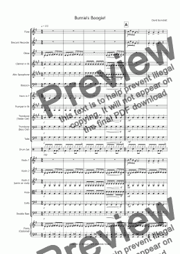 page one of Burnie's Boogie! for Beginning School Orchestra