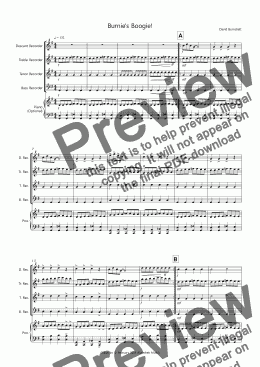 page one of Burnie's Boogie! for Beginning Recorder Quartet