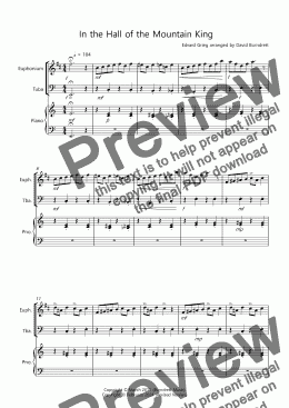 page one of In the Hall of the Mountain King for Euphonium and Tuba Duet