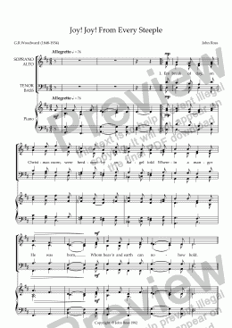 page one of Joy! Joy! From Every Steeple (SATB, Piano)