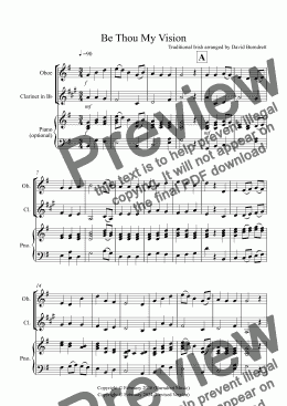 page one of Be Thou My Vision for Oboe and Clarinet Duet