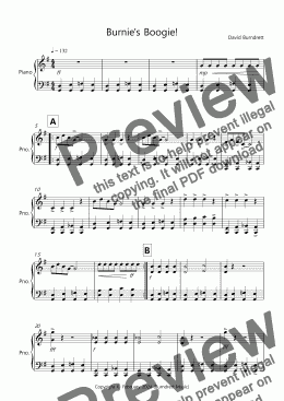 page one of Burnie's Boogie! for Easy Piano Solo