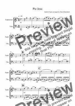 page one of Pie Jesu (from Requiem) for Euphonium and Tuba Duet