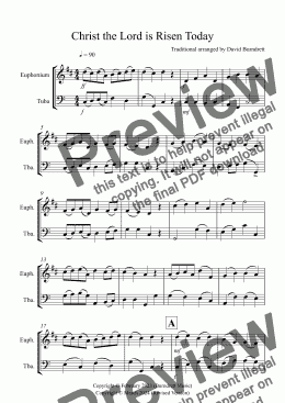 page one of Christ the Lord is Risen Today for Euphonium and Tuba Duet