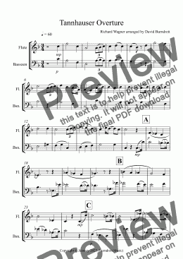 page one of Tannhauser Overture for Flute and Bassoon Duet