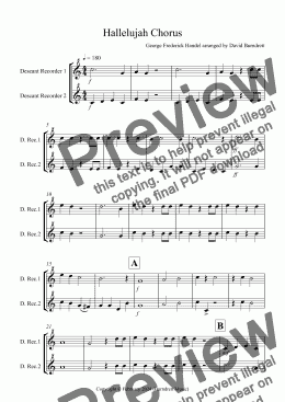 page one of Hallelujah Chorus for Descant Recorder Duet