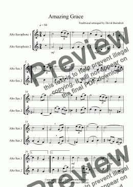 page one of Amazing Grace for Alto Saxophone Duet