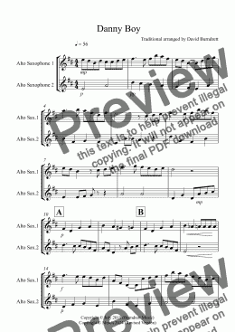 page one of Danny Boy for Alto Saxophone Duet