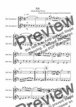 page one of Air on a G String for Alto Saxophone Duet
