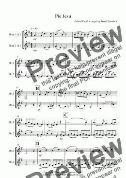 page one of Pie Jesu (from Requiem) for Horn Duet