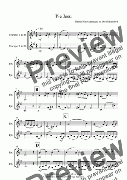 page one of Pie Jesu (from Requiem) for Trumpet Duet