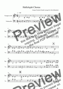 page one of Hallelujah Chorus for Trumpet and Cello Duet
