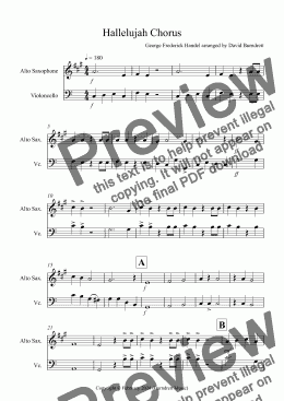 page one of Hallelujah Chorus Alto Saxophone and Cello Duet