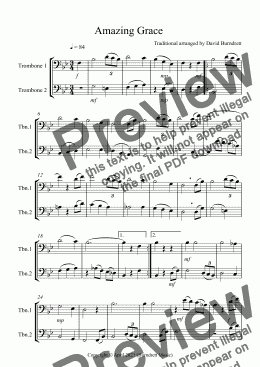 page one of Amazing Grace for Trombone Duet