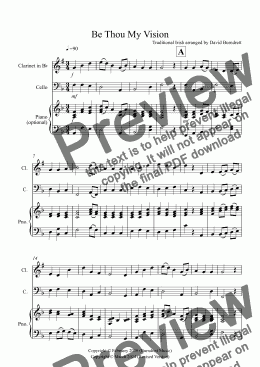 page one of Be Thou My Vision for Clarinet and Cello Duet