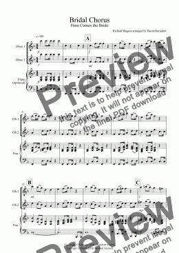 page one of Bridal Chorus "Here Comes the Bride" for Oboe Duet
