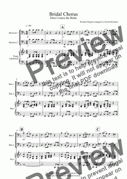 page one of Bridal Chorus "Here Comes The Bride" for Bassoon Duet