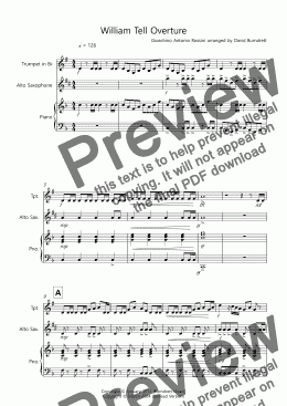 page one of William Tell Overture for Trumpet and Alto Saxophone Duet