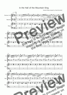page one of In the Hall of the Mountain King for Clarinet and Bassoon Duet