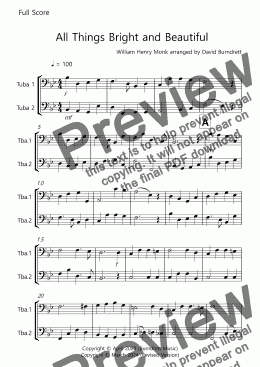 page one of All Things Bright and Beautiful for Tuba Duet