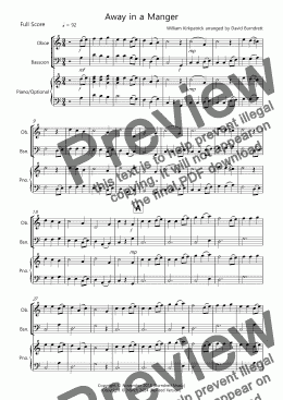 page one of Away in a Manger for Oboe and Bassoon Duet