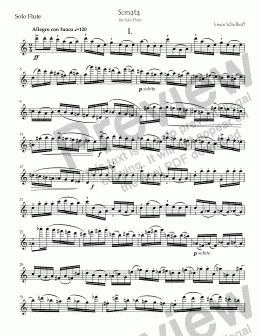 page one of Sonata for Solo Flute