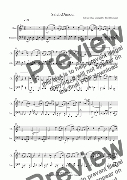 page one of Salut d'Amour for Oboe and Bassoon Duet
