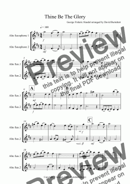 page one of Thine Be The Glory for Alto Saxophone Duet