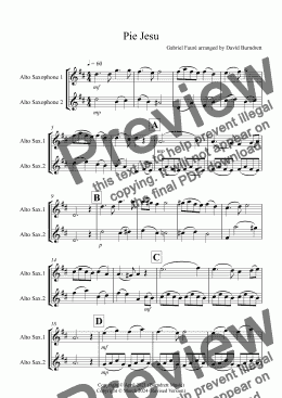 page one of Pie Jesu (from Requiem) for Alto Saxophone Duet