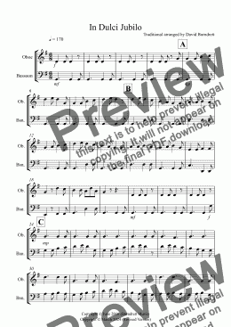 page one of In Dulci Jubilo for Oboe and Bassoon Duet