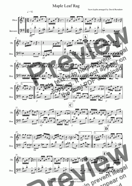 page one of Maple Leaf Rag for Oboe and Bassoon Duet