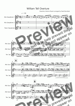 page one of William Tell Overture for Saxophone Trio