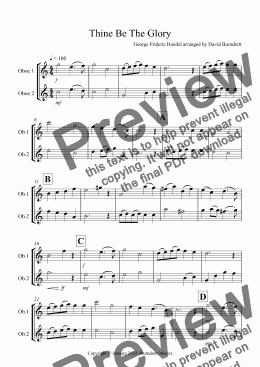 page one of Thine Be The Glory for Oboe Duet