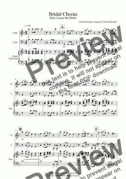 page one of Bridal Chorus "Here Comes The Bride" for Flute and Cello Duet