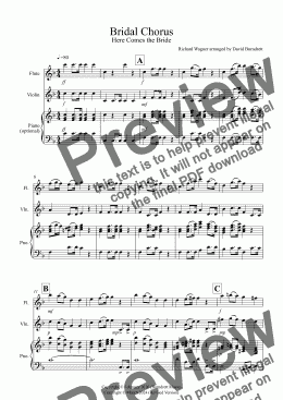 page one of Bridal Chorus "Here Comes The Bride" for Flute and Violin Duet