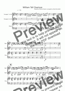 page one of William Tell Overture for Trumpet Duet